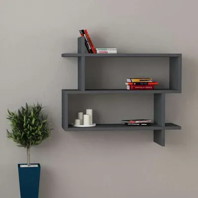 Image de DECORTIE Paralel Étagère murale Bibliothèque moderne Gris anthracite 70 x 22 x 65 cm