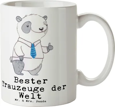 Produktbild von Mr. & Mrs. Panda Pott Panda Bester Trauzeuge der Welt - Weiß - Geschenk, Heirat, Hochzeit, Teetasse, Geschenktasse, Kaffeetasse, Becher, Kaffeebecher, Standesamt, Kirche