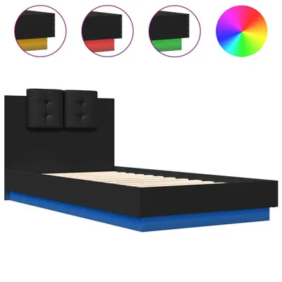 Obrázok produktu pre vidaXL Rám postele s čelom a LED osvetlením čierny 75x190 cm