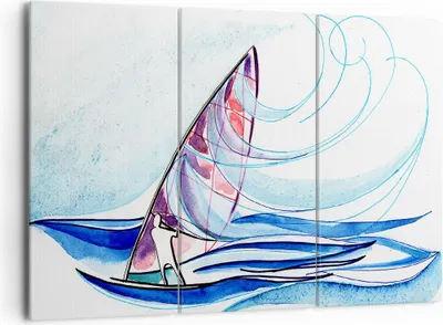 Produktbild von Bild auf Leinwand - Leinwandbild - Windsurfen Grafik Illustration Sommer - 165x110cm - Wand Bild - Wanddeko - Leinwanddruck - Bilder - Kunstdruck - Leinwand bilder - Wandkunst - CE165x110-3064