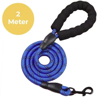 Productafbeelding van Ohpets® Hondenriem 2 meter - Blauw - Reflecterend Nylon Extra Sterk