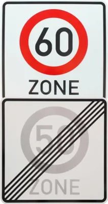 Produktbild von Original 2 x Verkehrsschild Nr. 274.1-56 60 Zone und 274.2-55 Ende 50 Zone 600 mmØ Verkehrszeichen Temposchild RA1 Geburtstagsschild Geschenk Schilder