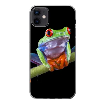 Produktbild von MuchoWow® Handyhülle Schutzhülle Hülle für iPhone 12 mini Frosch - Pflanze - Schwarz Silikon Softcase Handy Hülle - Bild