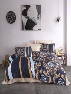 Produktbild von L'Essentiel Linge de Maison, 487, King-Size-Bettbezug-Set (FR), Dunkelblau, 100 % POLYESTER-MICROSATIN, 240 x 220 cm