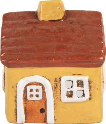Image de Clayre & Eef Porte-bougie à chauffe-plat Maison 8x7x10 cm Jaune Céramique