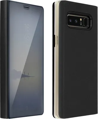 Obrázok produktu pre Ultratenký flipový kryt Galaxy Note 8 so zrkadlovým efektom a funkciou stojana - čierny