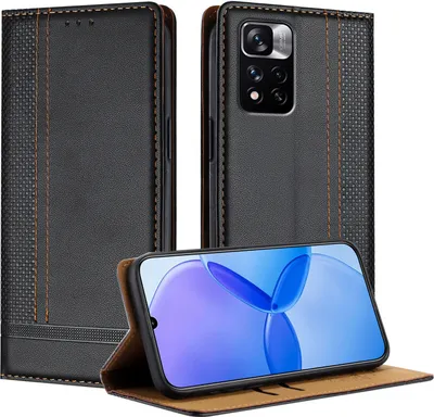 Produktbild von Handyhülle für Xiaomi Poco X4 NFC 5G Leder Flip Klappbare Schutzhülle mit Standfunktion Schwarz