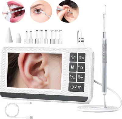 Produktbild von Ohrenschmalz Entferner Ohrreinigungsgerät mit Kamera, 3,9mm Otoskop und 4.3-Zoll HD IPS-Bildschirm, Wasserdicht und Wiederaufladbar