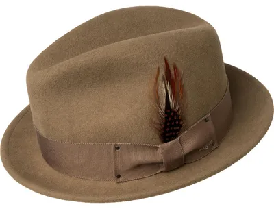 Bailey wasserabweisender & rollbarer Player Filzhut mit Feder in beige