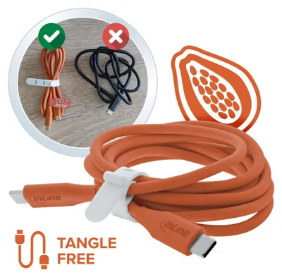 Produktbild von InLine Colour your Charge USB C Kabel 100W, PD Schnellladekabel, Silikon Ladekabel, flexibel, für iPhone Air 17 Pro 16 15 iPad Galaxy S23 Pixel Tablet