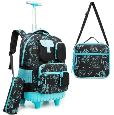 Image de Omgoods - Sac à dos à roulettes pour enfants, grande capacité
