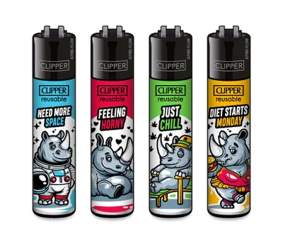 Image de Briquet Clipper, lot de 4 Rhinos