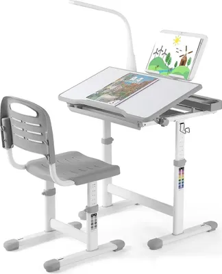 Obrázok produktu pre Súprava na stôl, výškovo nastaviteľná, minimalistický dizajn, TMAVOSIVÁ