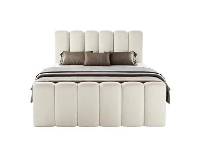 Produktbild von Boxspringbett NOLA 180x200 cm Komplett-Set mit Bettkasten, Bonell-Matratze und Topper, Bouclé Creme