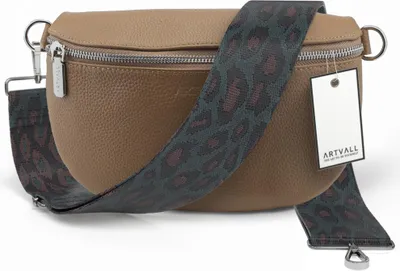Produktbild von ARTVALL - Umhängetasche aus Leder, Klein mit verstellbarem Schultergurt, abnehmbares Taschenband, Crossbody Bag in Hellbraun