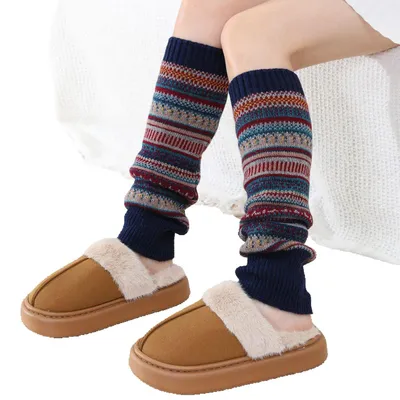 Produktbild von 1 Paar Beinwärmer Legwarmers Damen Lange Winter Beinstulpen, Dunkelblau