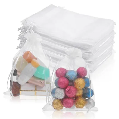 Organza-Beutel 50 Stück, 15x20 cm, Geschenkbeutel, weiß