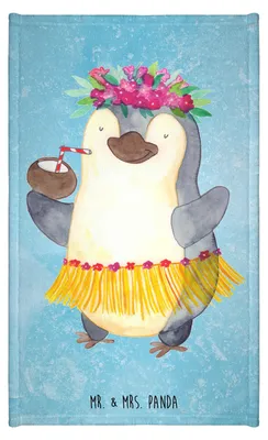 Produktbild von Mr. & Mrs. Panda Handtuch Pinguin Kokosnuss - Eisblau - Geschenk, gäste wc, Hawaii, Urlaub, buntes, Klein, Pinguine, Erholt, Gästetuch, Mini-Handtuch, Tanzen