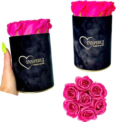 Immagine prodotto di Fioriera Inspiruj - Scatola nera con rose di sapone - N. 8 Rosa scuro