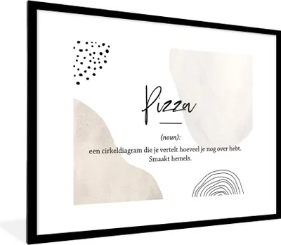 Produktbild von MuchoWow® Gerahmtes Poster Pizza - Wörterbuch - Sprichwörter - Zitate - Pizza definition 80x60 cm - Poster mit Schwarzem Bilderrahmen Wandposter Rahmen Foto Bilder - Schlafzimmer-Dekorationen - Fotoposter
