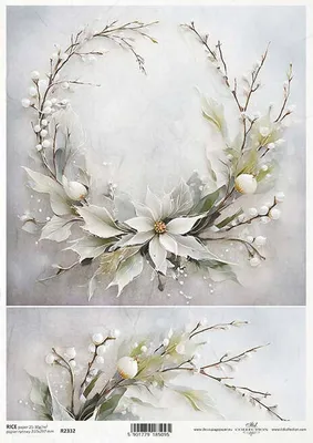 Image de ITD Papier de riz découpage Papier de bricolage Technique de la serviette-R2332 Fleurs Guirlande de Noël