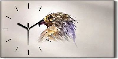 Produktbild von Dekor Leinwand Uhr Wandbilder Geräuschlos 60x30 Tier Vogel Adler Kunst - schwarze Hände