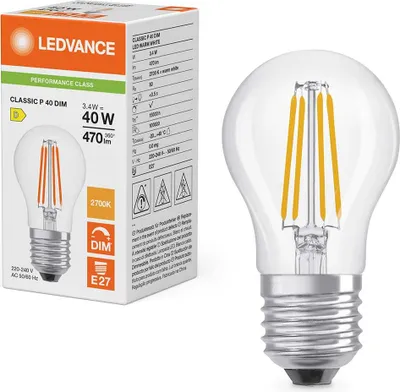 Obrázok produktu pre Osram LED Classic P, 3,4 W, 40 W, E27, 470 lm, 15000 h, Teplá biela