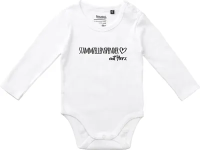 Produktbild von Huuraa Baby Body Stammzellenspender mit Herz 80 White  Baumwolle Fairtrade Langarmbody Geschenkidee