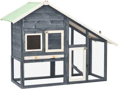 Zdjęcie produktu dla The Living Store klatka dla królików szaro-biała 140x63x120 cm lite drewno jodłowe