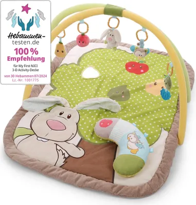 Produktbild von 3-D Activity-Decke Hase und Eule mit Spielkissen und Spielbogen, 48510