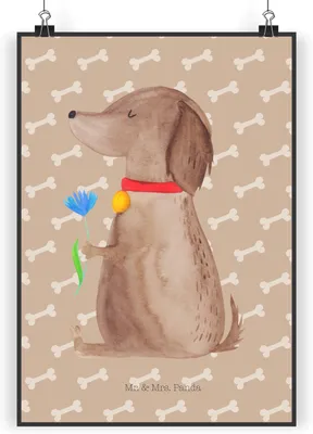 Produktbild von Mr. & Mrs. Panda Bild Hund Blume DIN A5 - Hundeglück - Geschenk, Sprüche, Posterdruck, drucke, Deko, Wandbild, Süß, Hunde, Niedlich, wanddeko
