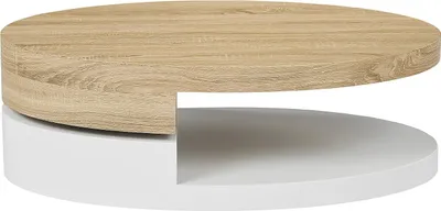 Produktbild von Couchtisch mit drehbarer MDF-Platte - Farbe Natur und Weiß - VITALY