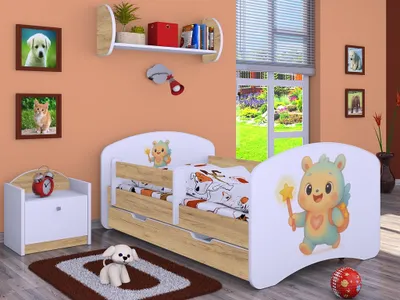 Immagine prodotto di BDW, letto per bambini con materasso, rete a doghe, cassetto, LABU, rovere artigianale, 140x70