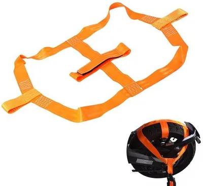 Immagine prodotto di Fissaggio per il trasporto di moto, cinghia di fissaggio, ruota posteriore, arancione, sistema di fissaggio