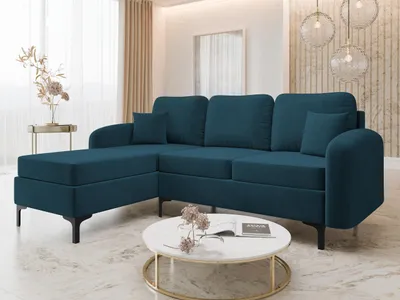 Produktbild von MIRJAN24 Ecksofa Venice, Sofa mit Bettkasten und Schlaffunktion, Metallfüße, Kissen mit Reißverschluss, Wohnzimmer Kollektion (Farbe: Manila 25, Seite: Links)