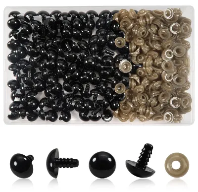 150 Sicherheitsaugen 18 mm Kunststoff mit Ringen für Puppen