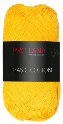 Produktbild von Pro Lana BASIC Baumwolle Baumwollgarn 50 g ideal für Kleidung, Spielzeug, Accessoires 125 m Farbe 122 - sonnengelb