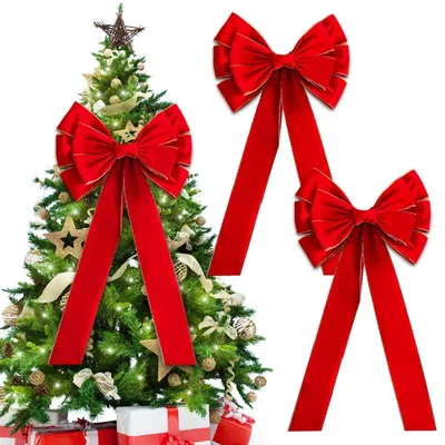 Productafbeelding van Kerststrik - Fluweel - 90 x 45 cm - Rood - Voor kerstboom en krans