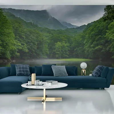 Produktbild von Muralo XXL Vlies FOTOTAPETE Wald Baeume Berg See im Nebel (B) 368 cm x (H) 280 cm Tapete Wandtapete WOHNZIMMER SCHLAFZIMMER 5129