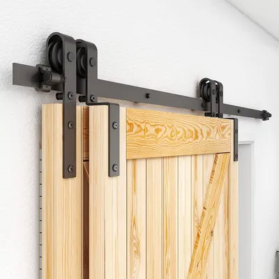 Productafbeelding van 305CM/10FT Bypass Schuifdeurbeslag Set, zwart
