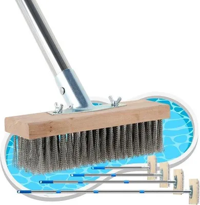 Produktbild von Drahtbesen verstellbar mit langem Stiel (bis 165 cm) für Moos, Unkraut und hartnäckigen Schmutz