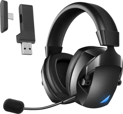 Produktbild von Drahtloses Gaming-Headset für Switch-PC, 2,4 GHz, Bluetooth 5.4, Kopfhörer mit Geräuschunterdrückung, RGB-Beleuchtung, 7.1-Surround-Sound, 3,5-mm-Klinkenstecker, 50-mm-Treiber