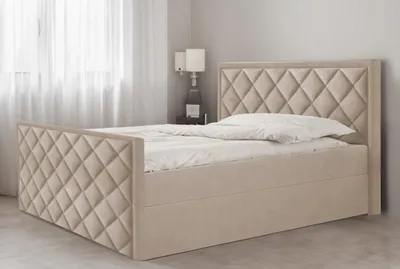 Produktbild von Bett, Boxspringbett DORMI mit Fußteil, OHNE Topper, Federkern, Doppelbett, Stauraum, 180x200 cm, (Beige - Itaka 46)