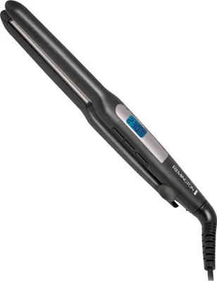 A black Remington hair straightener is shown against a white background.