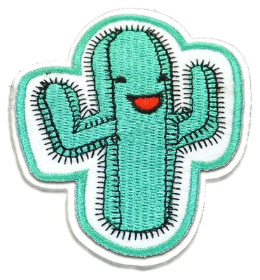 Produktbild von Kaktus Lacht Pflanze - Aufnäher, Bügelbild, Aufbügler, Applikationen, Patches, Flicken, Zum Aufbügeln, Größe: 8,3 x 6,9 cm