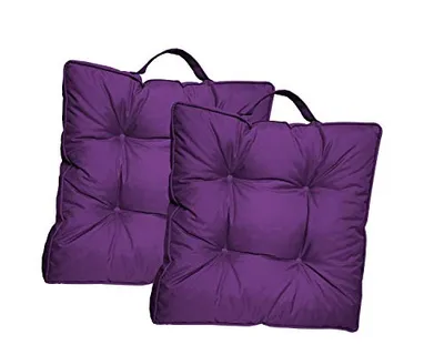 Produktbild von chilly pilley Stuhlkissen mit Tragegriff Wasserdicht Gesteppt Stuhlauflage Stuhlpolster viele Farben und Größe Gartenkissen Küche Garten Kissen Wasserfest (2x Kissen 50x50, Violett)