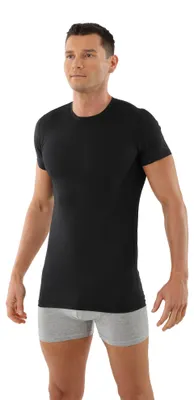 Produktbild von Herren Rundhals-Unterhemd Kurzarm Schwarz Comfort MicroModal Stuttgart: M