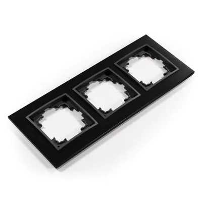 Produktbild von MCPOWER Rahme, FLAIR, 3-fach, schwarz Aluminium, Steckdosenrahmen