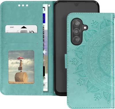 Produktbild von Avizar, Etui Mandala-Blumen für Samsung A26 Portemonnaie mit Handschlaufe, Grün