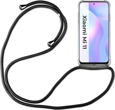 Produktbild von Xiaomi Hülle mit Band Schutzhülle Handykette Silikon Handy Tasche mit Schnur Neu Xiaomi Mi 11 Schwarz